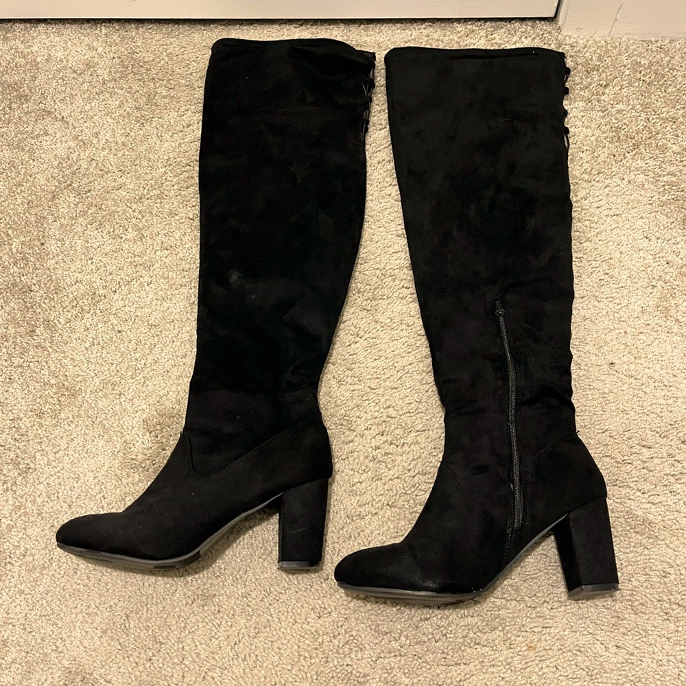 Faux suede over the knee boots